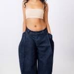 Barrel Jeans Structured Fit - blugi damă talie medie, vedere frontală