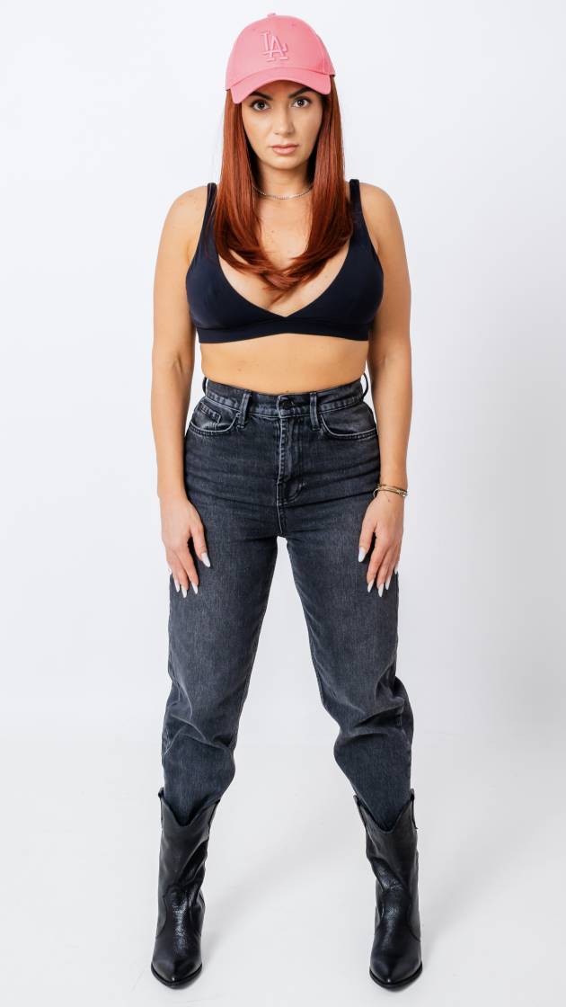 Slouchy Black Jeans - blugi negri damă talie înaltă croială relaxată