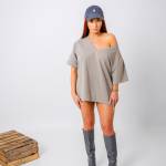 V-Essential Tee Grey - tricou damă gri bumbac decolteu V