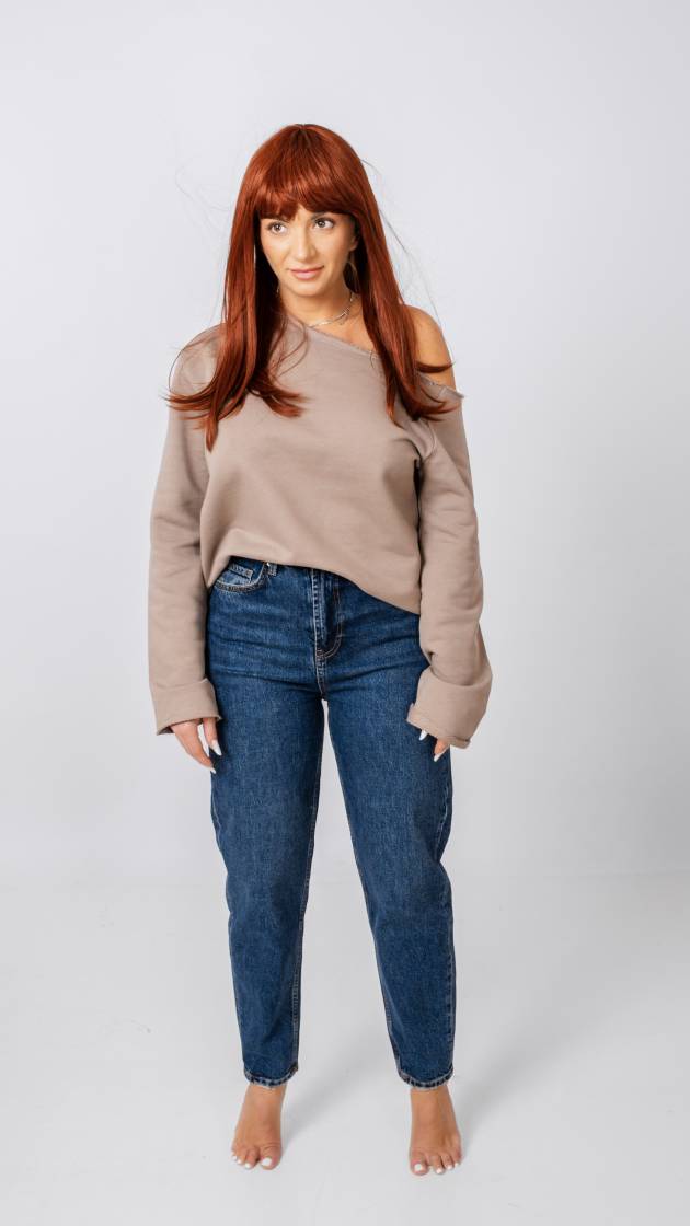Slouchy Blue Jeans - blugi albaștri damă talie înaltă croială relaxată